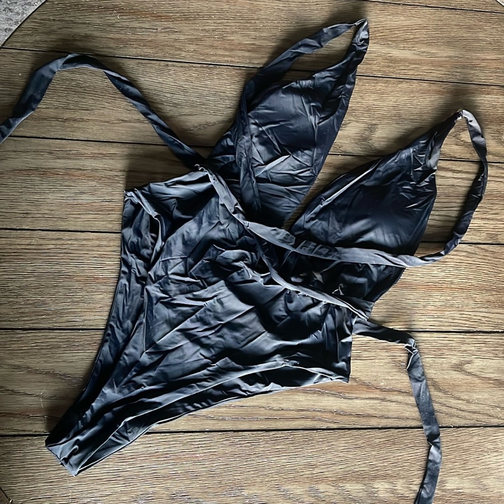 Black MatteSwim wrap around one piece